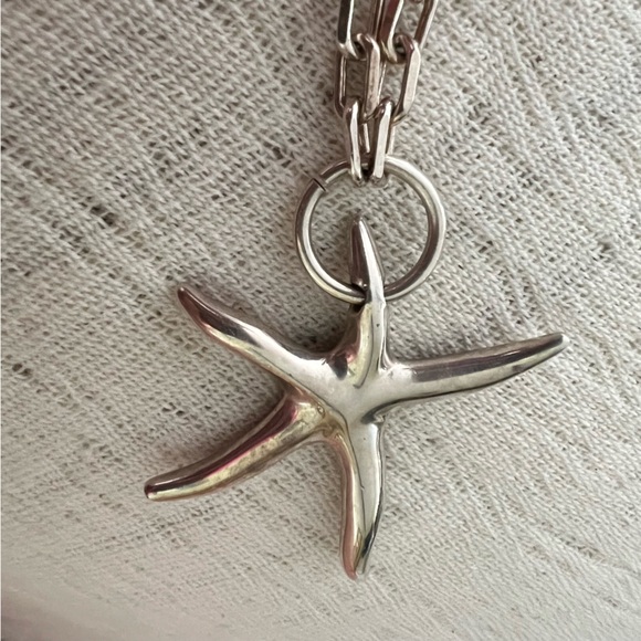 VINTAGE 925 ITALY LARGE STARFISH PENDANT NECKLACE STERLING SILVER HEAVY! - Picture 5 of 7